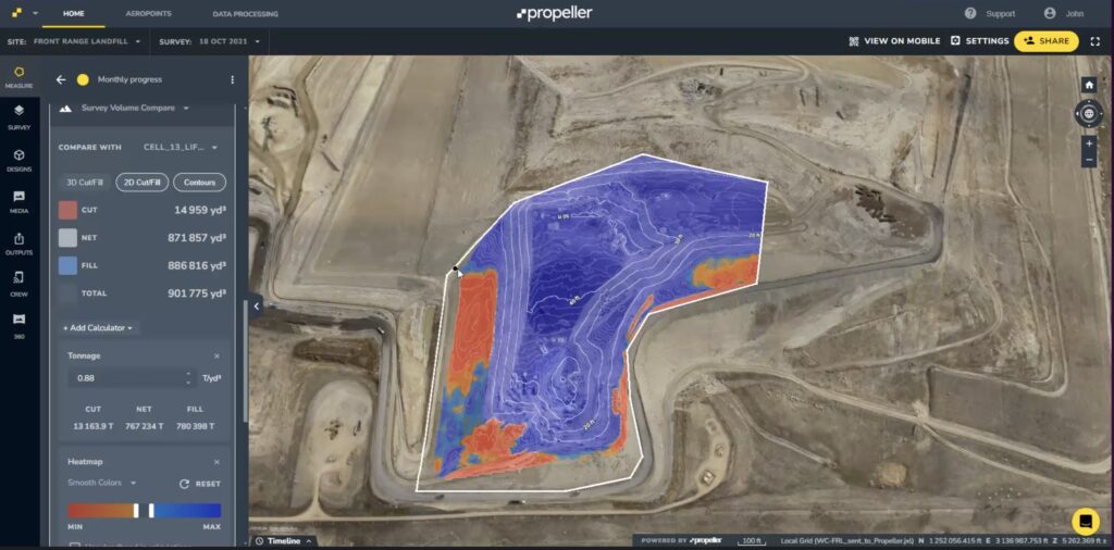 volume calculation in landfill